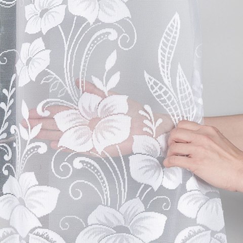 Firanka żakardowa ze wzorem po całości, wys. 160cm, kolor biały 018041/000/001/000160/1