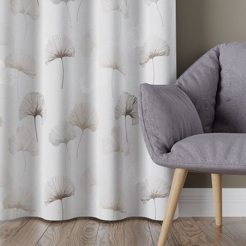 GINKO BILOBA Tkanina na zasłony NINA WODOODPORNA, szer. 160cm, kolor szaro-beżowy D00177/NIW/001/160000/1