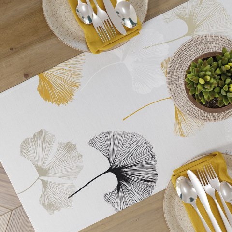 GINKO BILOBA Tkanina na zasłony NINA WODOODPORNA, szer. 160cm, kolor szaro-żółty D00177/NIW/002/160000/1