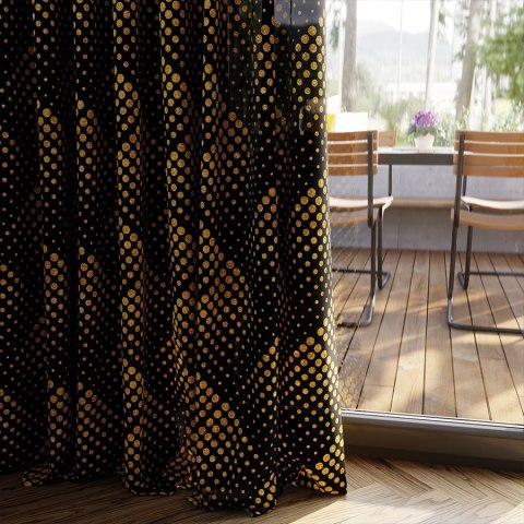 LUXE Tkanina na zasłony DIMOUT/BLACKOUT, wys.300cm, kolor czarny/złoty D00237/BLC/001/000300/1