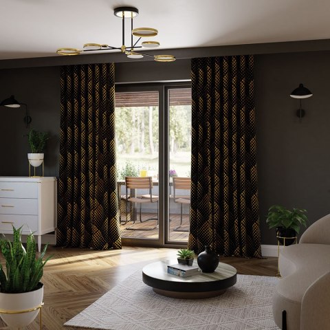 LUXE Tkanina na zasłony DIMOUT/BLACKOUT, wys.300cm, kolor czarny/złoty D00237/BLC/001/000300/1