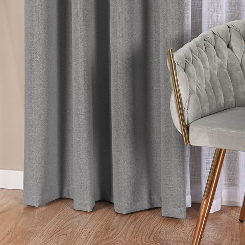 SUPER BLACKOUT Zasłona gotowa na przelotkach, 250x140cm, kolor 023 ciemny szary TD0022/ZGP/023/140250/1