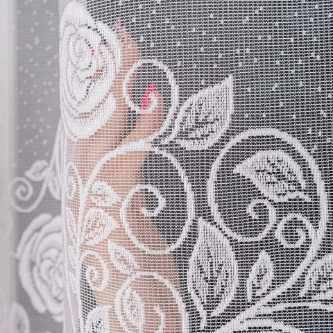 Firanka żakardowa ze wzorem na samym dole, wys. 160cm, kolor biały 107240/000/001/000160/1