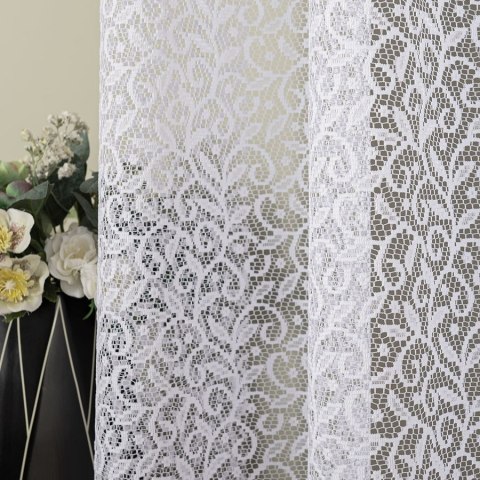 Firanka żakardowa ze wzorem po całości, wys. 180cm, kolor biały 004542/000/001/000180/1