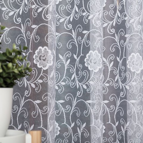 Firanka żakardowa ze wzorem po całości, wys. 250cm, kolor biały 107282/000/001/000250/1