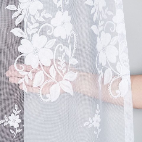 LUDWIKA Firanka żakardowa ze wzorem po całości, wys. 270cm, kolor biały 023092/000/001/000270/1