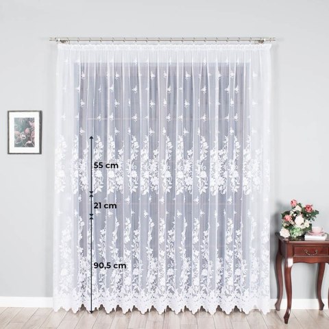 LUDWIKA Firanka żakardowa ze wzorem po całości, wys. 270cm, kolor biały 023092/000/001/000270/1