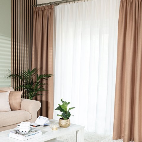 JODEŁKA Zasłona gotowa na taśmie, 250x140 cm, kolor 328 ciemny beżowy 724330/ZGT/328/140250/1