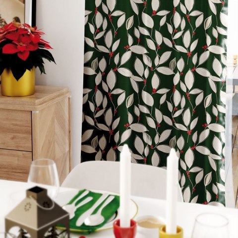 LIŚCIE JARZĘBINY Tkanina na zasłony VELVET, szer. 150cm, kolor 002 zielony DBN263/VEL/002/150000/1