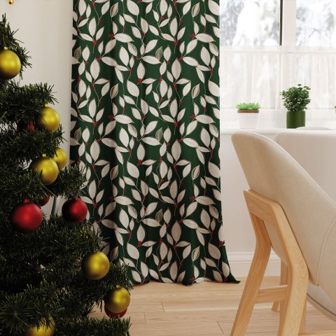 LIŚCIE JARZĘBINY Tkanina na zasłony VELVET, szer. 150cm, kolor 002 zielony DBN263/VEL/002/150000/1