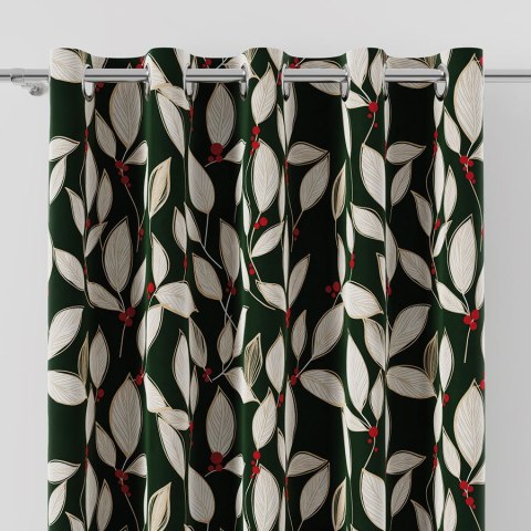 LIŚCIE JARZĘBINY Tkanina na zasłony VELVET, szer. 150cm, kolor 002 zielony DBN263/VEL/002/150000/1
