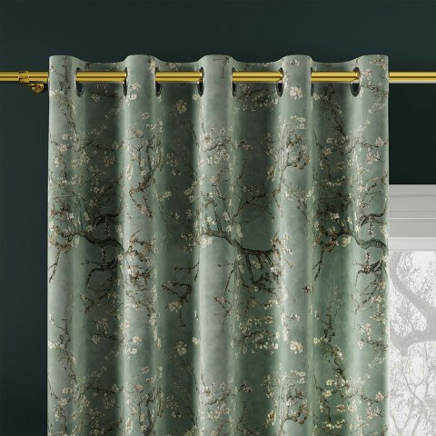 KWITNĄCY MIGDAŁOWIEC Tkanina na zasłony VELVET, szer. 150cm, kolor 012 szałwiowy D00301/VEL/012/150000/1