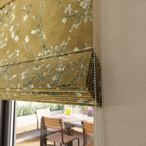 KWITNĄCY MIGDAŁOWIEC Tkanina na zasłony VELVET, szer. 150cm, kolor 018 szafranowy D00301/VEL/018/150000/1