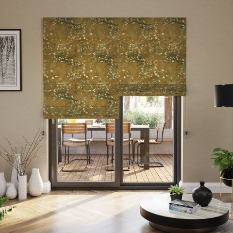 KWITNĄCY MIGDAŁOWIEC Tkanina na zasłony VELVET, szer. 150cm, kolor 018 szafranowy D00301/VEL/018/150000/1