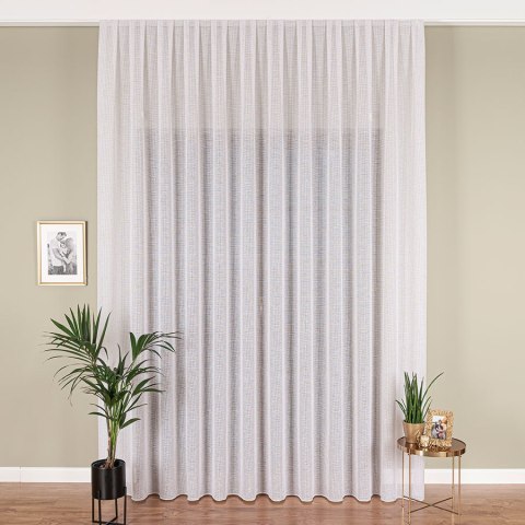 Firanka fantazyjna z ołowianką, wys. 300cm, kolor 003 biały ze złotym zdobieniem 001032/OLO/003/000300/1