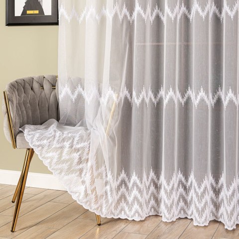 Firanka haftowana, wys. 280cm, kolor biały 127337/768/001/000280/1