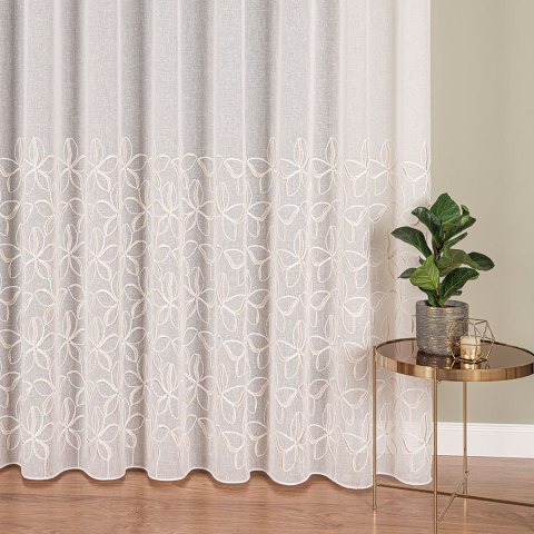 Firanka haftowana, pasowa, wys. 280cm, kolor 081 krem z złotym 024979/OLO/081/000280/1