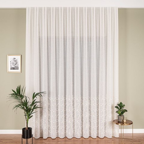 Firanka haftowana, pasowa, wys. 280cm, kolor 081 krem z złotym 024979/OLO/081/000280/1