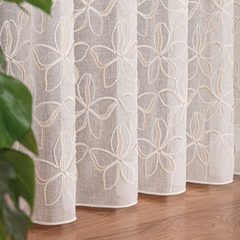 Firanka haftowana, pasowa, wys. 280cm, kolor 081 krem z złotym 024979/OLO/081/000280/1