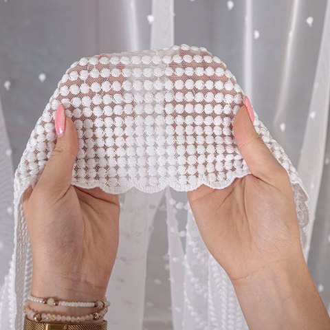 Firanka haftowana, pasowa, wys. 290cm, kolor biały 006112/885/001/000290/1