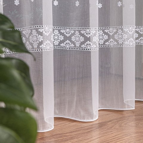 Firanka haftowana, pasowa z ołowianką, wys. 290cm, kolor biały 013295/OLO/001/000290/1