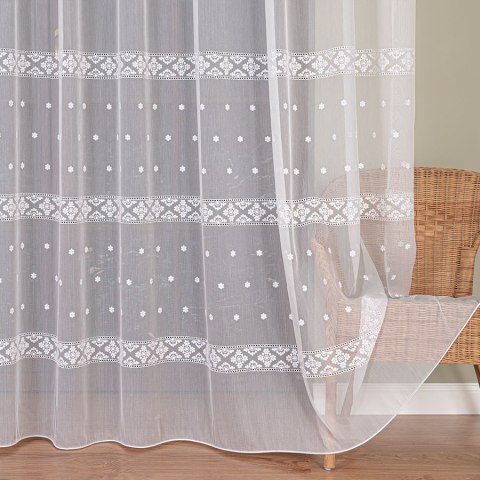 Firanka haftowana, pasowa z ołowianką, wys. 290cm, kolor biały 013295/OLO/001/000290/1