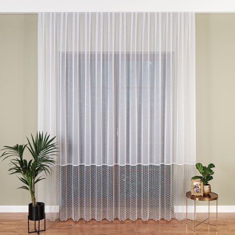 Firanka z aplikacją na markizecie, pasowa, wys. 280cm, kolor 680 biały z białym dołem 081778/433/680/000280/1