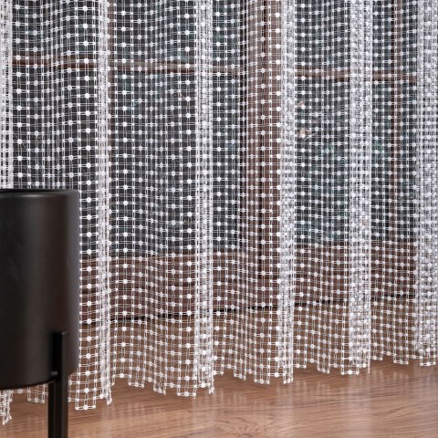 Firanka z aplikacją na markizecie, pasowa, wys. 280cm, kolor 680 biały z białym dołem 081778/433/680/000280/1