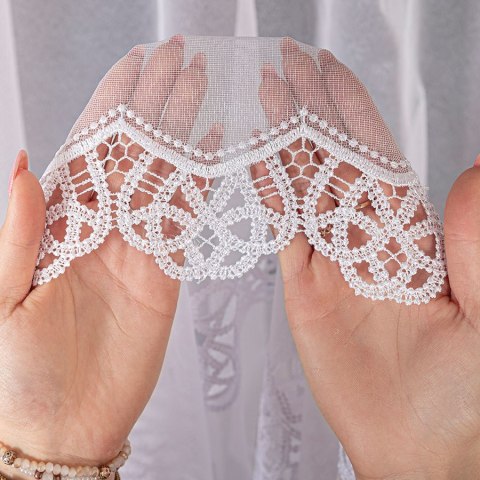 Firanka z aplikacją, pasowa na markizecie, wys. 175cm, kolor biały 112997/433/001/000175/1