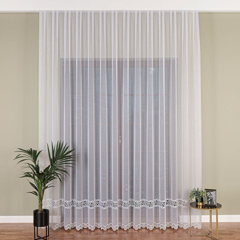 Firanka z aplikacją, pasowa na markizecie, wys. 280cm, kolor biały 112997/433/001/000280/1