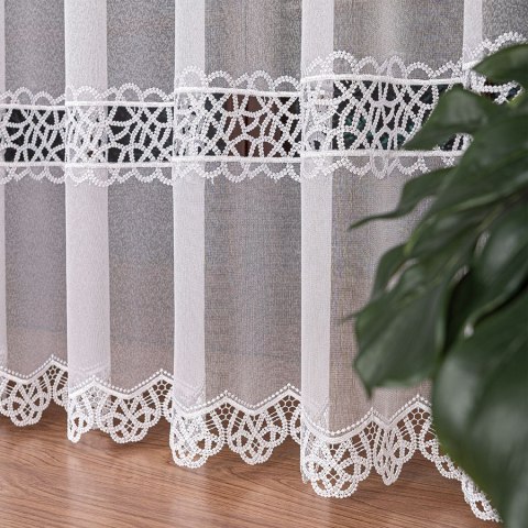 Firanka z aplikacją, pasowa na markizecie, wys. 280cm, kolor biały 112997/433/001/000280/1