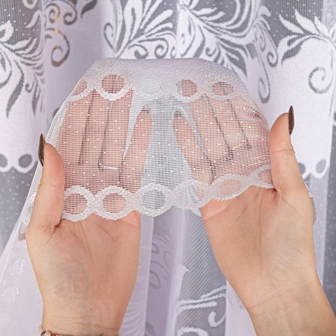 Firanka żakardowa, pasowa, wys. 150cm, kolor biały 018074/000/001/000150/1