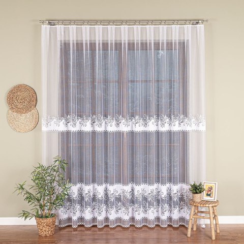 Firanka żakardowa, pasowa, wys. 250cm, kolor biały 018074/000/001/000250/1