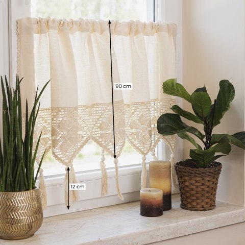 RACHELA Zazdrostka gotowa z ażurem, 90x150cm, kolor kremowy 912432/ZAZ/012/150090/1