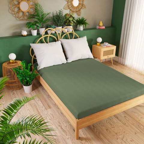 DREAMY PREMIUM Prześcieradło jersey z gumką, 140x200cm, kolor 016 szarozielony 100033/JEG/016/140200/1