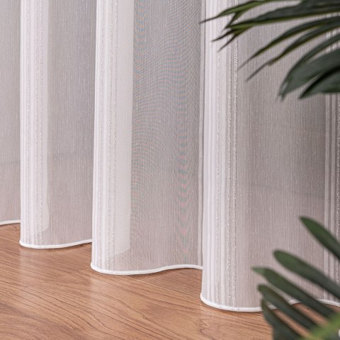 Firanka fantazyjna z ołowianką, wys. 300cm, kolor 002 biała z szarymi paskami 001035/OLO/002/000300/1