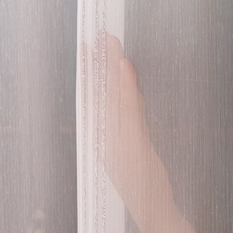 Firanka fantazyjna z ołowianką, wys. 300cm, kolor 002 biała z szarymi paskami 001035/OLO/002/000300/1