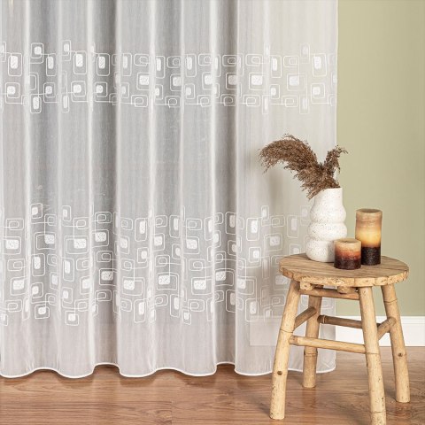 Firanka haftowana, pasowa, wys. 280cm, kolor biały 224128/955/001/000280/1