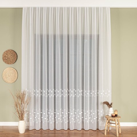 Firanka haftowana, pasowa, wys. 280cm, kolor biały 224128/955/001/000280/1