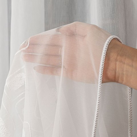 Firanka haftowana, pasowa, wys. 280cm, kolor biały 224128/955/001/000280/1