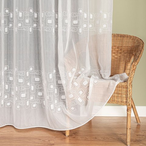 Firanka haftowana, pasowa, wys. 280cm, kolor biały 224128/955/001/000280/1