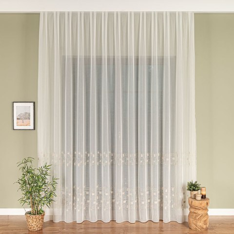 Firanka haftowana, pasowa, wys. 280cm, kolor 012 kremowy 224128/955/012/000280/1