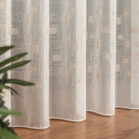 Firanka haftowana, pasowa, wys. 280cm, kolor 012 kremowy 224128/955/012/000280/1