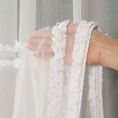 Firanka haftowana, pasowa, wys. 300cm, kolor biały 083616/768/001/000300/1