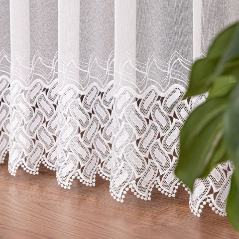 Firanka z aplikacją na markizecie, pasowa, wys. 280cm, kolor biały 081928/433/001/000280/1