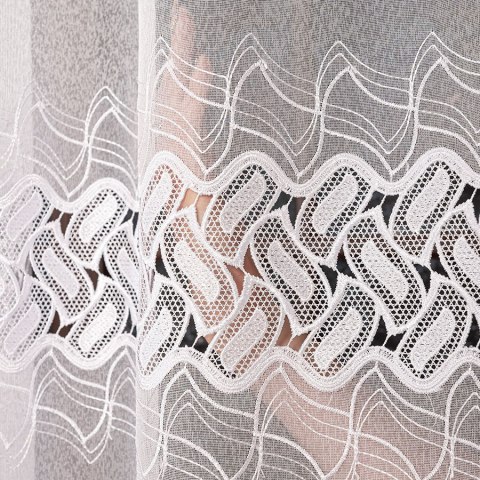 Firanka z aplikacją na markizecie, pasowa, wys. 280cm, kolor biały 081928/433/001/000280/1