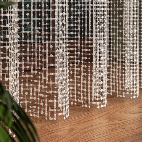 Firanka z aplikacją na markizecie, pasowa, wys. 280cm, kolor 202 biały z kremowym dołem 081778/433/202/000280/1