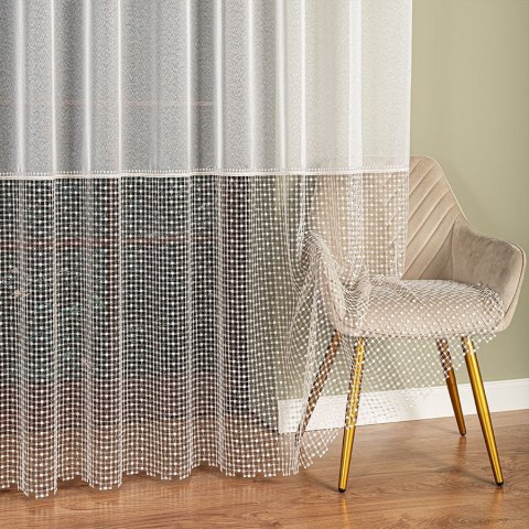 Firanka z aplikacją na markizecie, pasowa, wys. 280cm, kolor 202 biały z kremowym dołem 081778/433/202/000280/1