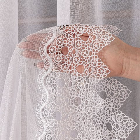 Firanka z aplikacją, pasowa na markizecie, wys. 175cm, kolor biały 009314/433/001/000175/1