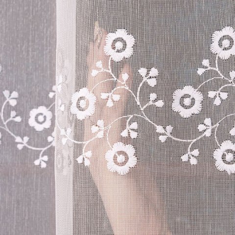 Firanka z aplikacją, pasowa na markizecie, wys. 175cm, kolor biały 112956/178/001/000175/1